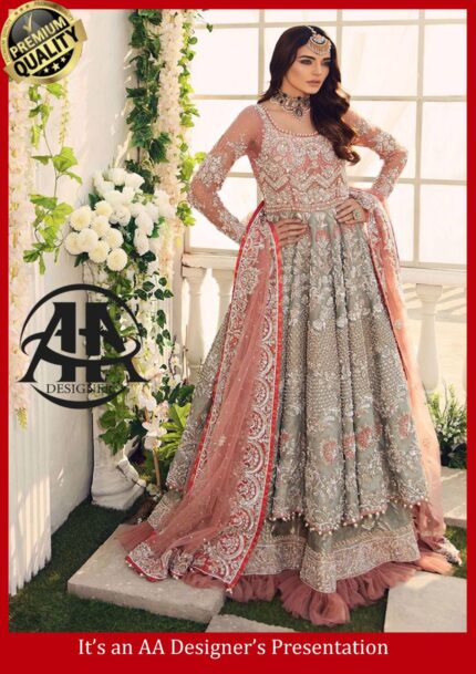 AISHA IMRAN Unstitch Replica  FABRIC BODY:NET FRONT AND BACK:NET DUPATTA NET  TROUSER JAMAWAR