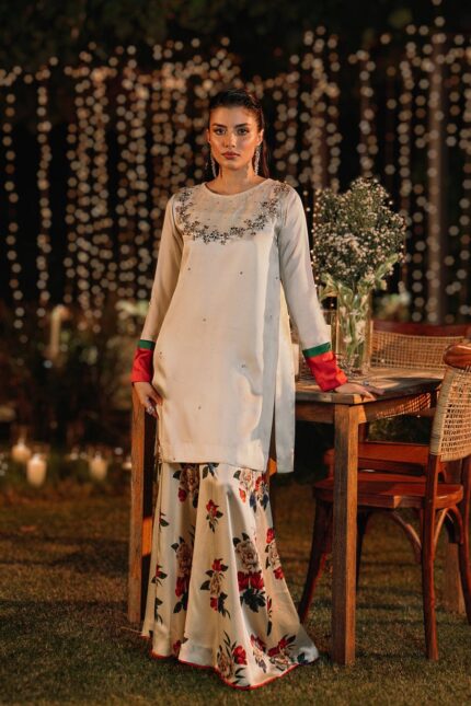 Lulusar Unstitched Silk Dress With Adda Work Shirt